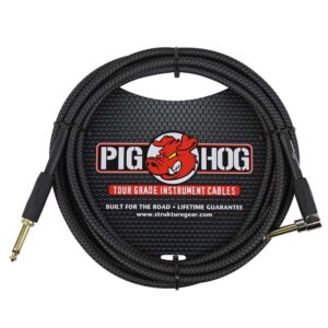 Pig Hog Black Woven Instrument Cable 10ft. Right